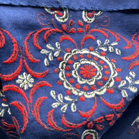 HANCKE VINTAGE DRESS COTTON BLUE DRESS AUSTRIAN 60s PRAIRIE DRESS EMBROIDERED 42 - Picture 12 of 17